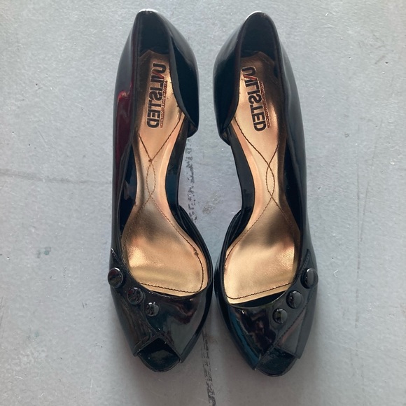 Unlisted Black Patent Peep Toe Heels with Red Bottoms Sz 8 - Picture 2 of 7